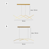 Maße der Formen A und B: 90 cm Länge, Abhängung bis 150 cm