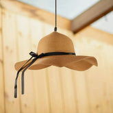 Rattan Pendelleuchte in Strohhut Form für Esszimmer