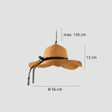 Rattan Pendelleuchte in Strohhut Form für Esszimmer
