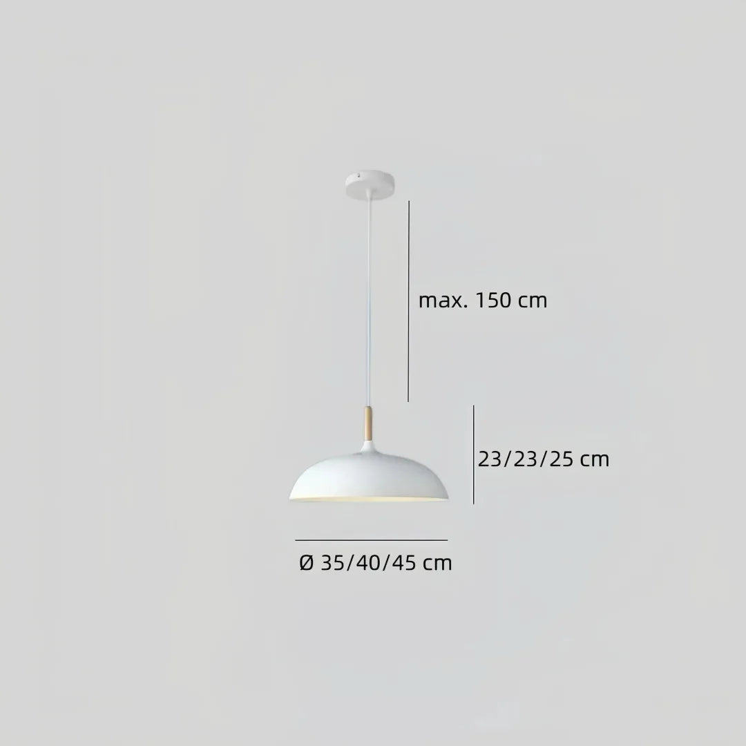 Maße der Pendelleuchte mit Schirmdurchmesser 35, 40 und 45 cm
