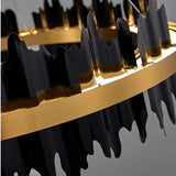 Design-Pendelleuchte in Ringform in Schwarz-Gold für das Wohnzimmer