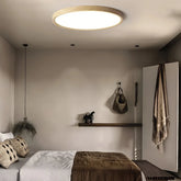 Runde Holz-LED-Deckenleuchte im skandinavischen Stil