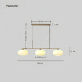3-flammige LED Pendelleuchte aus Glas im japanischen Stil für das Esszimmer