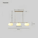 3-flammige LED Pendelleuchte aus Glas im japanischen Stil für das Esszimmer