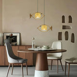 Boho Pendelleuchte aus Seil mit Fischmotiv für Esszimmer