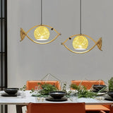 Boho Pendelleuchte aus Seil mit Fischmotiv für Esszimmer