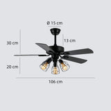 5-Flügel Deckenventilator im Retro Design mit Licht