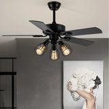 5-Flügel Deckenventilator im Retro Design mit Licht