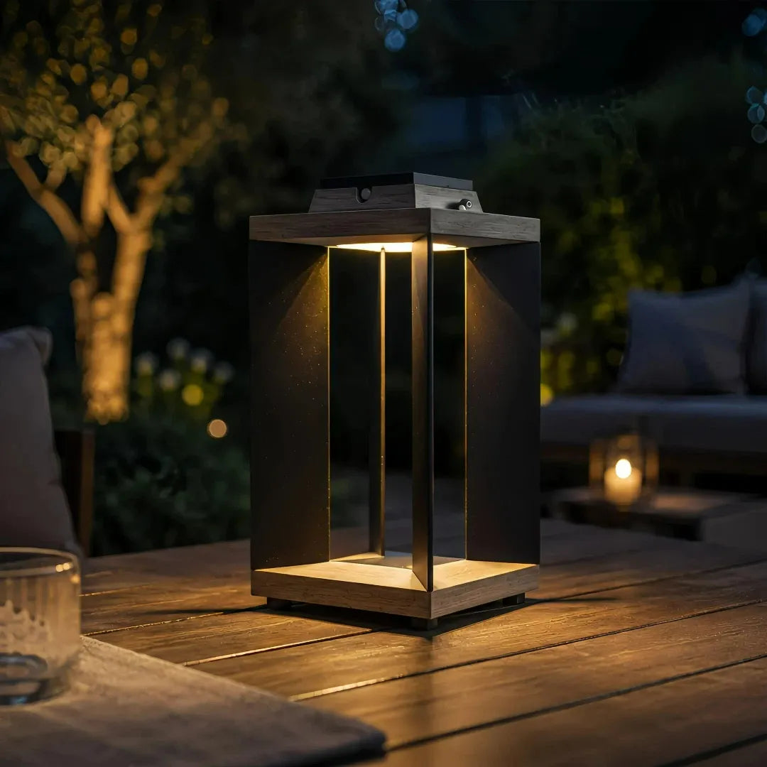 Solar-Gartenlaterne schwarz, 35 cm, für Terrasse und Garten
