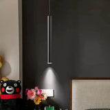 Zylindrische LED Pendelleuchte aus schwarzem Metall modern für Esszimmer