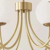 Goldener Kronleuchter mit Kugeln aus Opalglas für Wohnzimmer, Modern