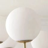 Goldener Kronleuchter mit Kugeln aus Opalglas für Wohnzimmer, Modern