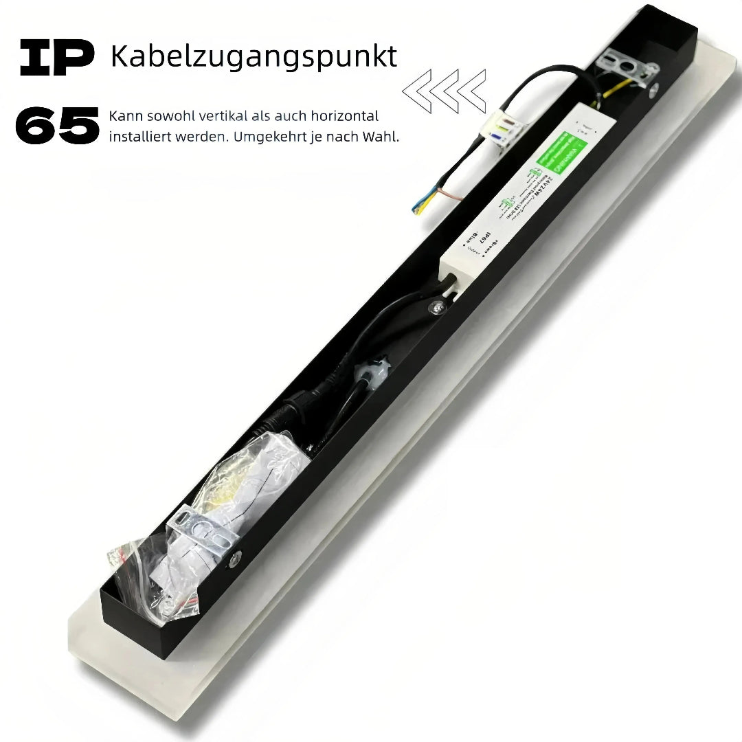 Schlanke LED Fassadenleuchte aus Metall und Acryl