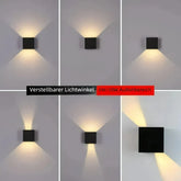 Eckige LED Außenwandleuchte Up & Down, IP65, verstellbarer Abstrahlwinkel