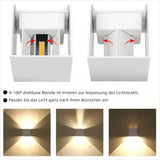 Eckige LED-Außenwandleuchte mit Up-&-Down-Licht und verstellbarem Abstrahlwinkel