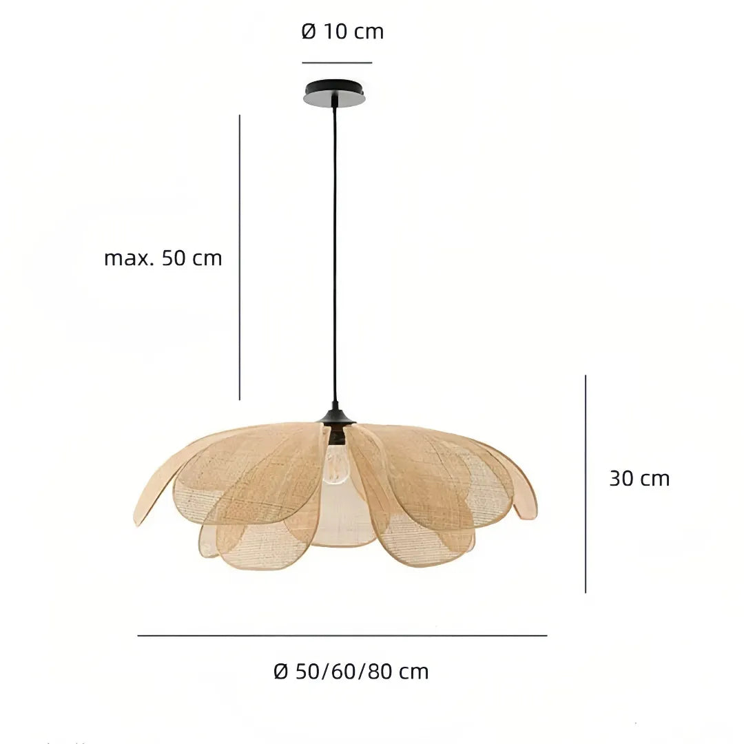 Detailaufnahme des geflochtenen Rattan-Lampenschirms