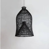 Boho Pendelleuchte aus Rattan im Vogelkäfig-Design für den Esstisch