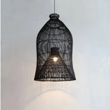 Boho Pendelleuchte aus Rattan im Vogelkäfig-Design für den Esstisch