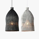 Boho Pendelleuchte aus Rattan im Vogelkäfig-Design für den Esstisch