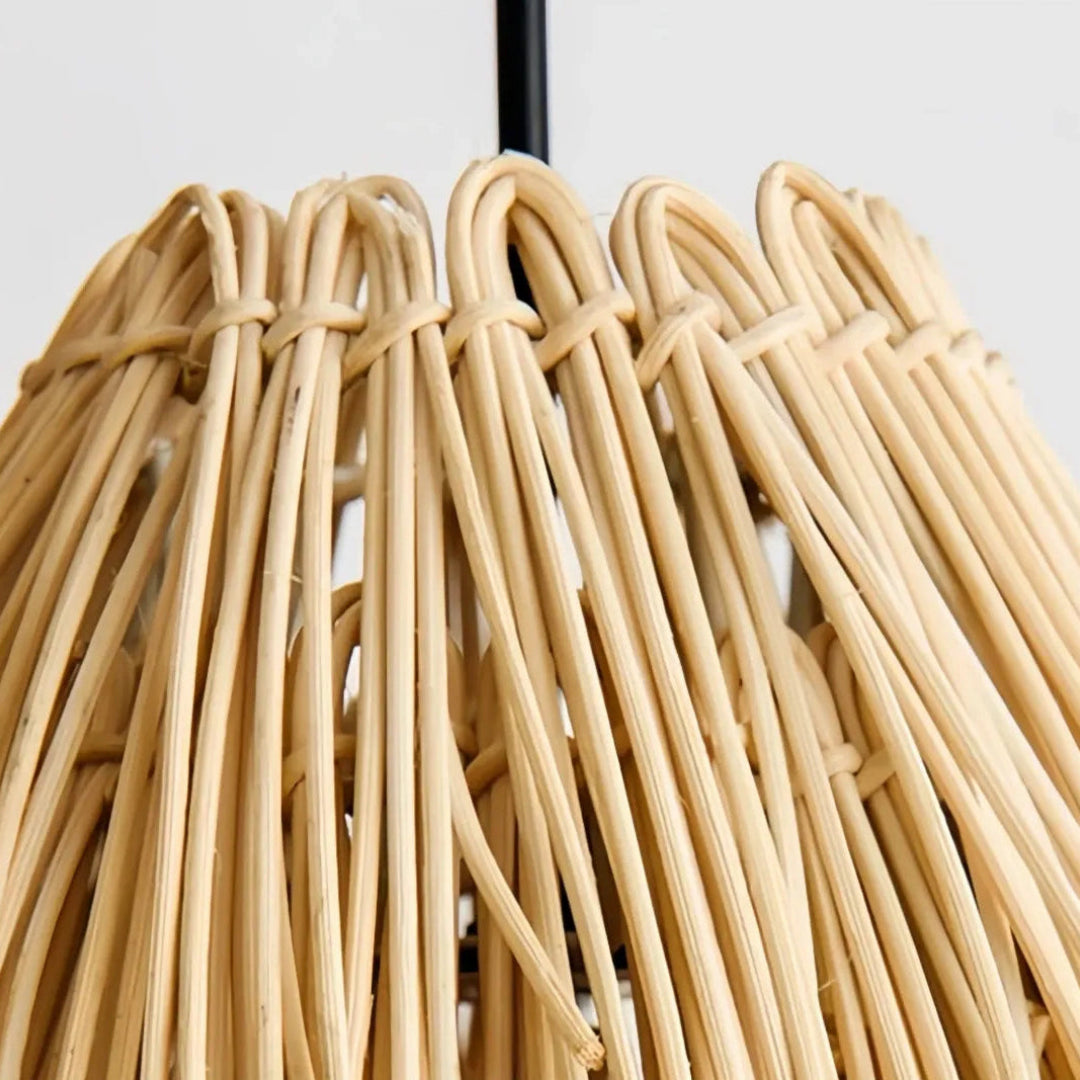 Detailaufnahme der natürlichen Rattan-Flechtstruktur