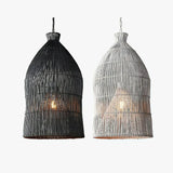 Boho Pendelleuchte aus Rattan im Vogelkäfig-Design für den Esstisch