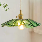 Vintage Hängeleuchte Blume aus Glas für Esszimmer