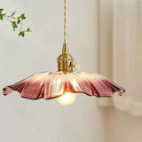 Vintage Hängeleuchte Blume aus Glas für Esszimmer