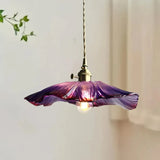 Vintage Hängeleuchte Blume aus Glas für Esszimmer