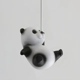 Drei Pandafiguren rund um den weißen PE-Leuchtenschirm