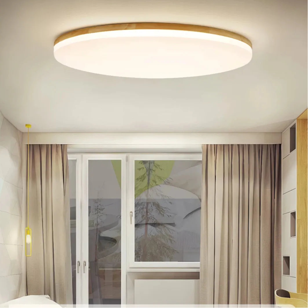 Skandinavische LED-Deckenleuchte aus Holz