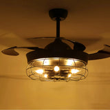 Deckenventilator mit Licht in Schwarz, Industrial Design