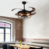 Deckenventilator mit Licht in Schwarz, Industrial Design
