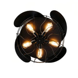 Deckenventilator mit Licht in Schwarz, Industrial Design