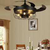 Deckenventilator mit Licht in Schwarz, Industrial Design