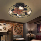 Deckenventilator im Vintage-Stil aus Metall mit Licht
