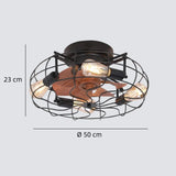 Deckenventilator im Vintage-Stil aus Metall mit Licht