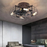 Deckenventilator im Vintage-Stil aus Metall mit Licht