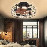 Deckenventilator im Vintage-Stil aus Metall mit Licht