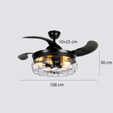 Deckenventilator mit Licht in Schwarz, Industrial Design