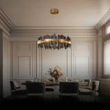 Design-Pendelleuchte in Ringform in Schwarz-Gold für das Wohnzimmer