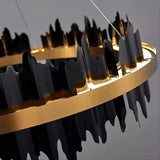 Design-Pendelleuchte in Ringform in Schwarz-Gold für das Wohnzimmer