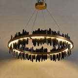 Design-Pendelleuchte in Ringform in Schwarz-Gold für das Wohnzimmer