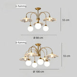 Designer-Kronleuchter Gold im modernen Stil mit Glasschirmen für Wohnzimmer