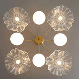 Designer-Kronleuchter Gold im modernen Stil mit Glasschirmen für Wohnzimmer