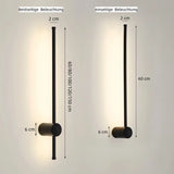 Schwarze lineare LED-Wandleuchte mit eingeschaltetem Licht