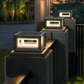 Eckige LED-Solar Sockelleuchte Anthrazit für Terrasse & Garten