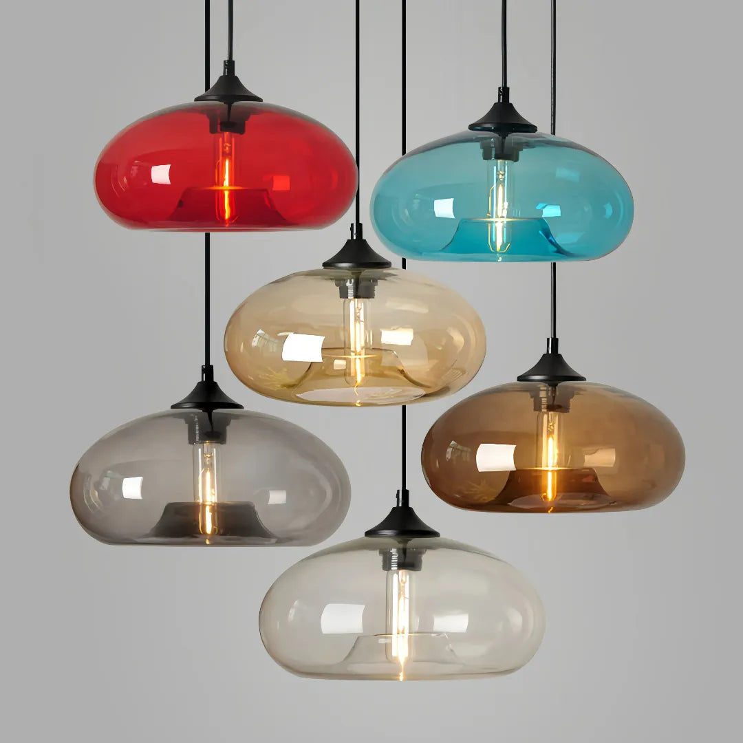 Einflammige Glas-Pendelleuchte im Mid-Century-Stil fürs Esszimmer