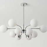 Moderner Kronleuchter im Opalglas Kugeldesign für Wohnzimmer