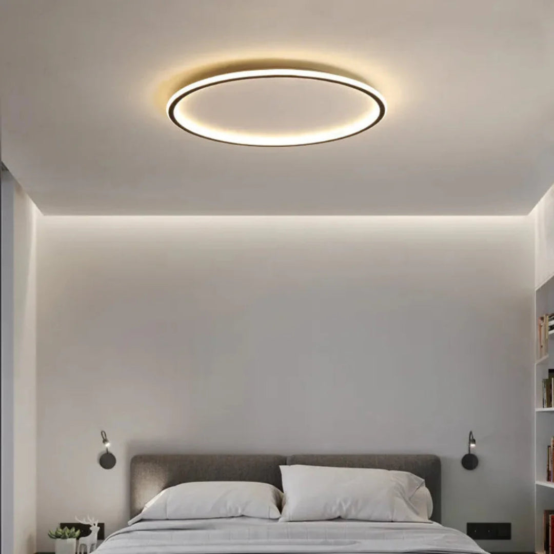 Flache runde LED-Deckenleuchte in Schwarz, 20 cm, dimmbar