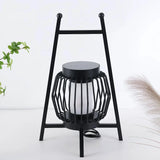 Gartenlaterne modern aus schwarzem Metall tragbar